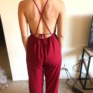 Red Strappy Jumpsuit